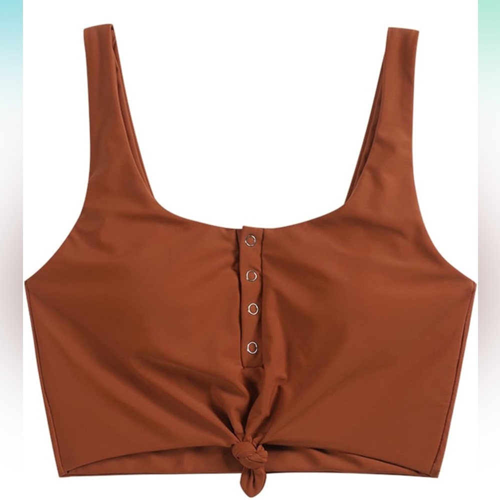 ZAFUL Women's Front Knot Bikini Tops Crop Tankini Top Padded Bathing Suit